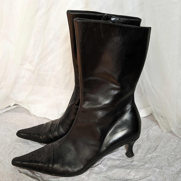 Zara Shoes - Zara black leather pointy toe boots size 36